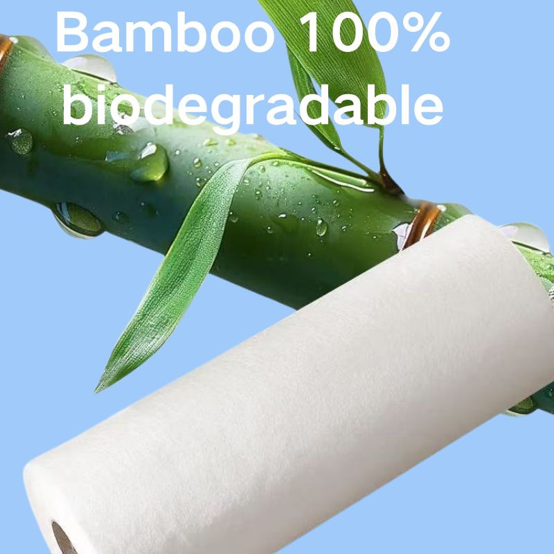 Reusable Biodegradable Non woven Household Kitchen Clean Bamboo Wipes Roll